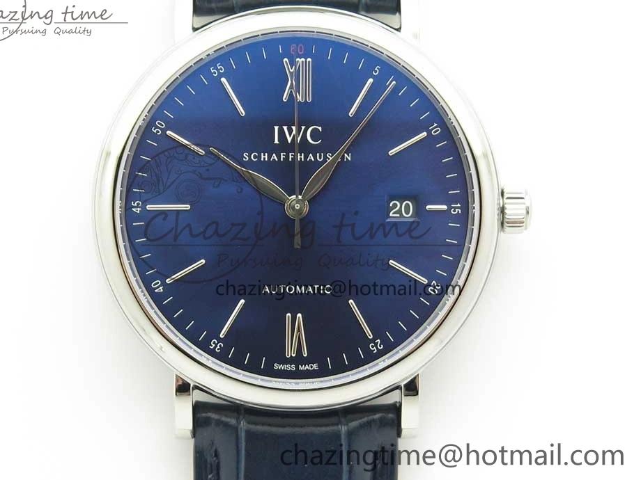 MIROTIME 0518 Portofino Automatic SS FKF 1:1 Best Edition Blue Dial on Blue Leather Strap A Cozy 7133